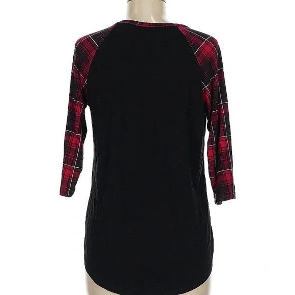 Torrid Shirt- Black and Red Plaid Sleeve Top - Picture 2 of 2